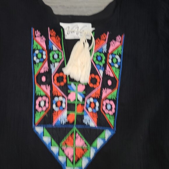 EUC Dor Dor Couture size L Open Fringe Embroidered Jacket Boho Hippie - Picture 2 of 4